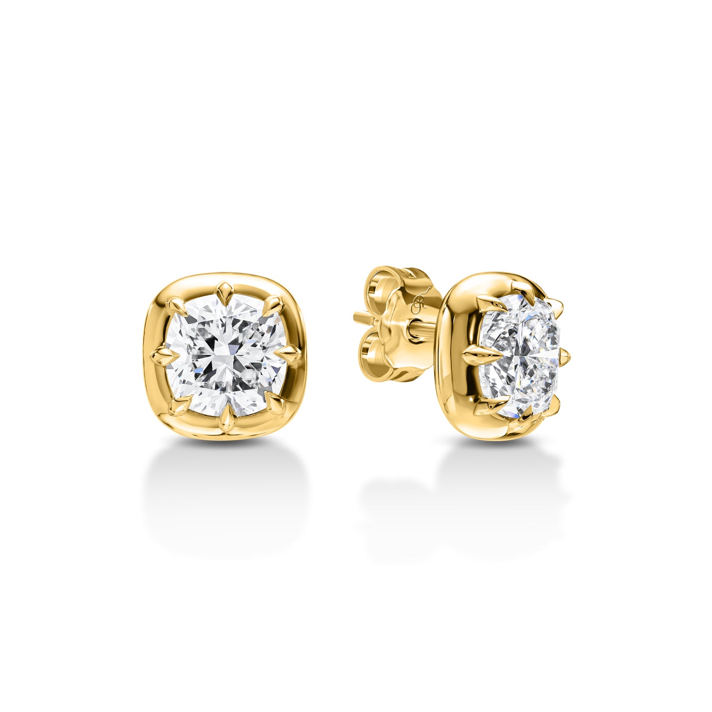 Cushion Frame Round Diamond Stud