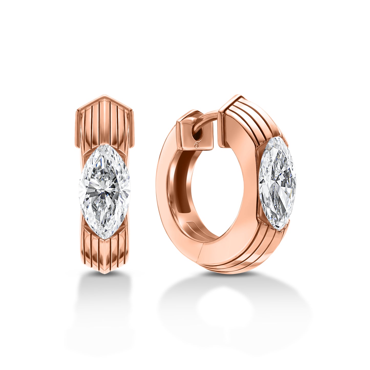 Marquise Diamond Ribbed Huggie