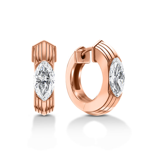 Marquise Diamond Ribbed Huggie