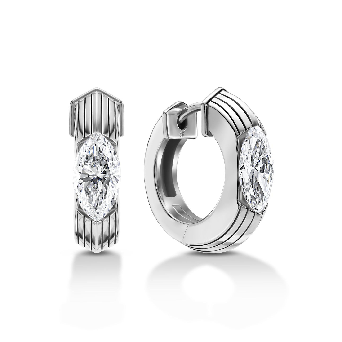 Marquise Diamond Ribbed Huggie