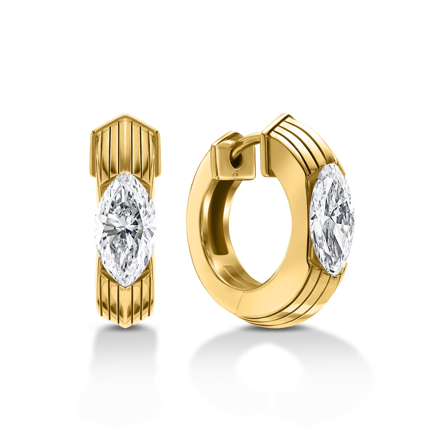 Marquise Diamond Ribbed Huggie