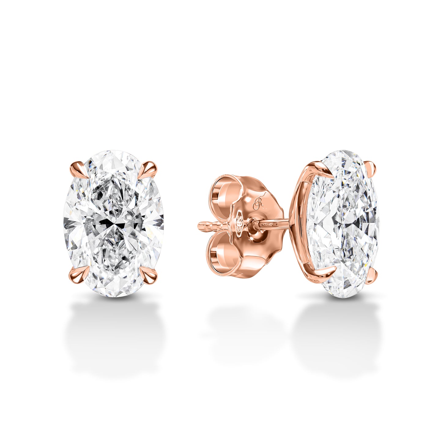 Oval Shaped Diamond Stud Earring