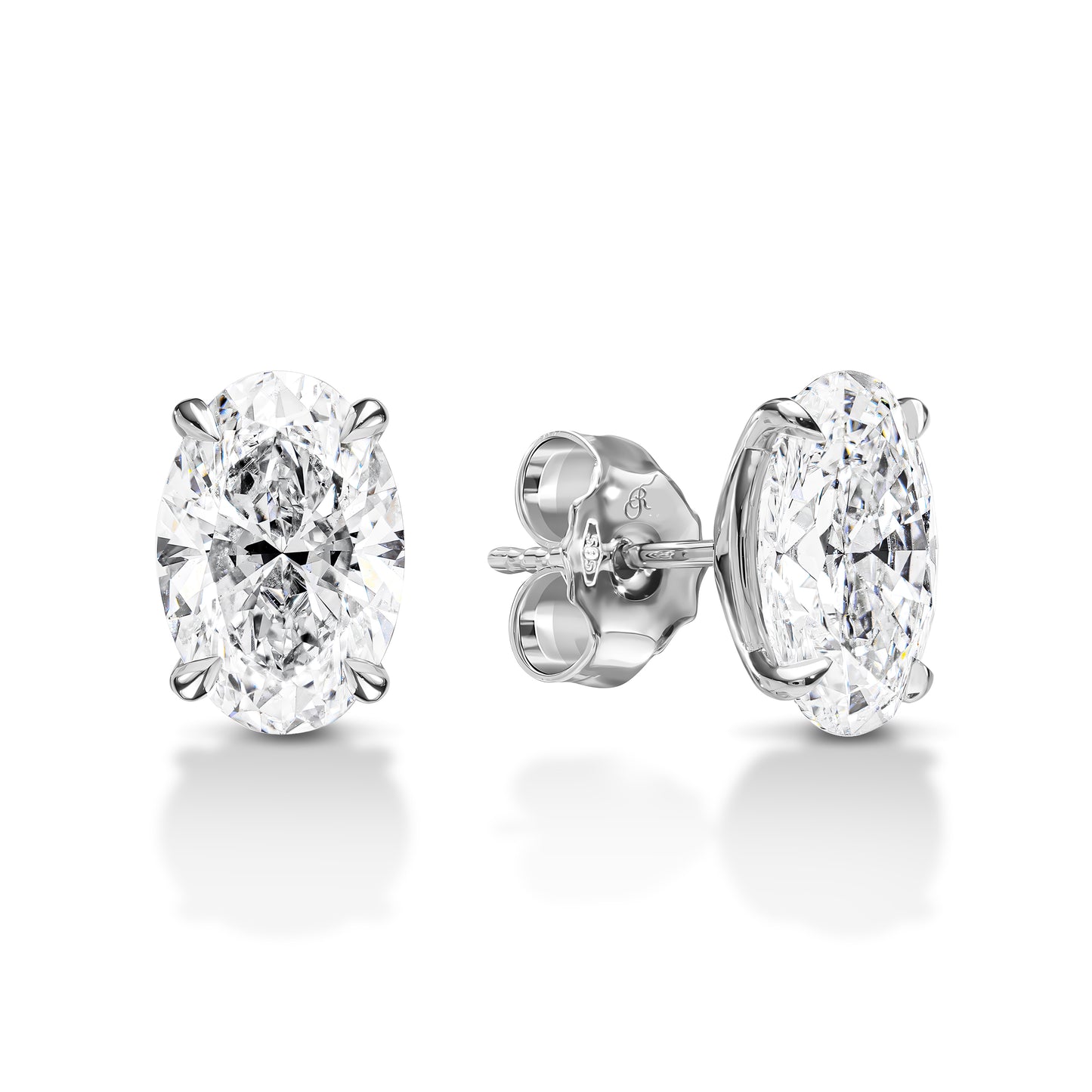 Oval Shaped Diamond Stud Earring