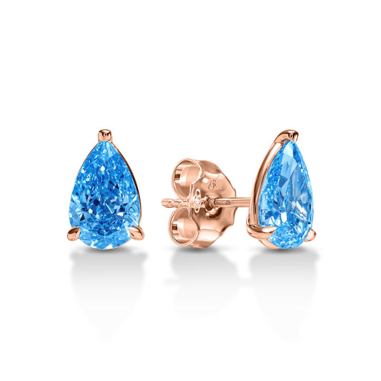 Pear Shaped Vivid Blue Diamond Stud Earring