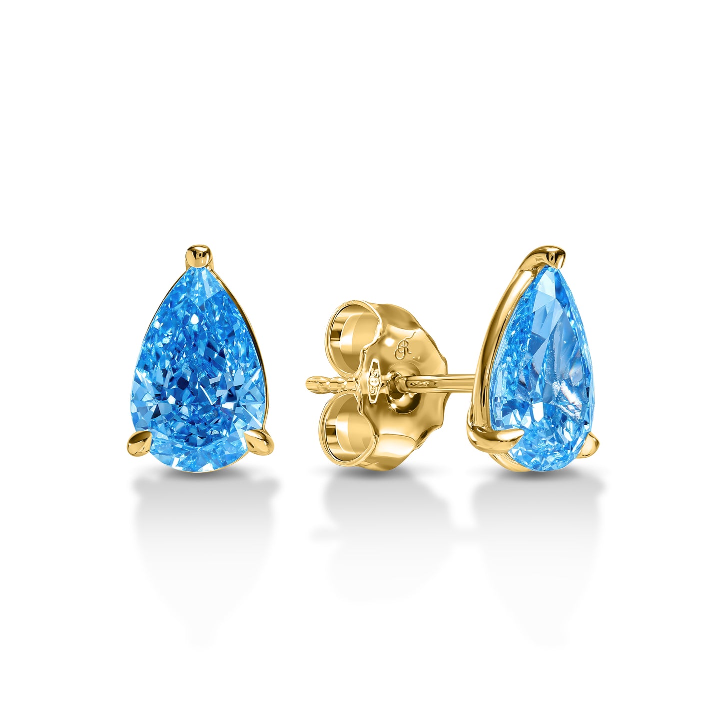 Pear Shaped Vivid Blue Diamond Stud Earring
