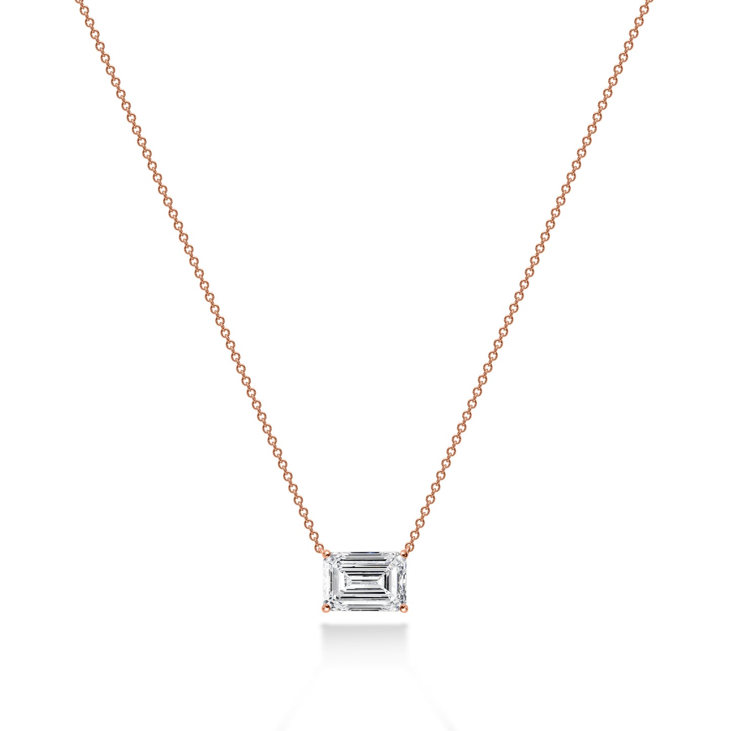 Emerald Diamond Solitaire Necklace
