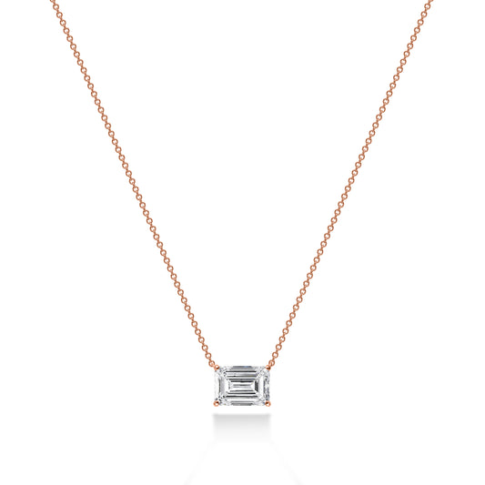 Emerald Diamond Solitaire Necklace