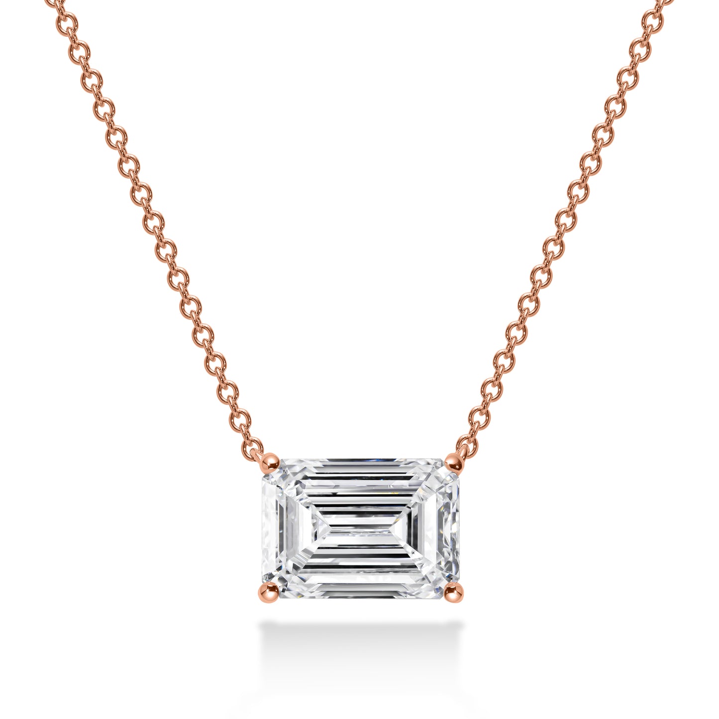 Emerald Diamond Solitaire Necklace