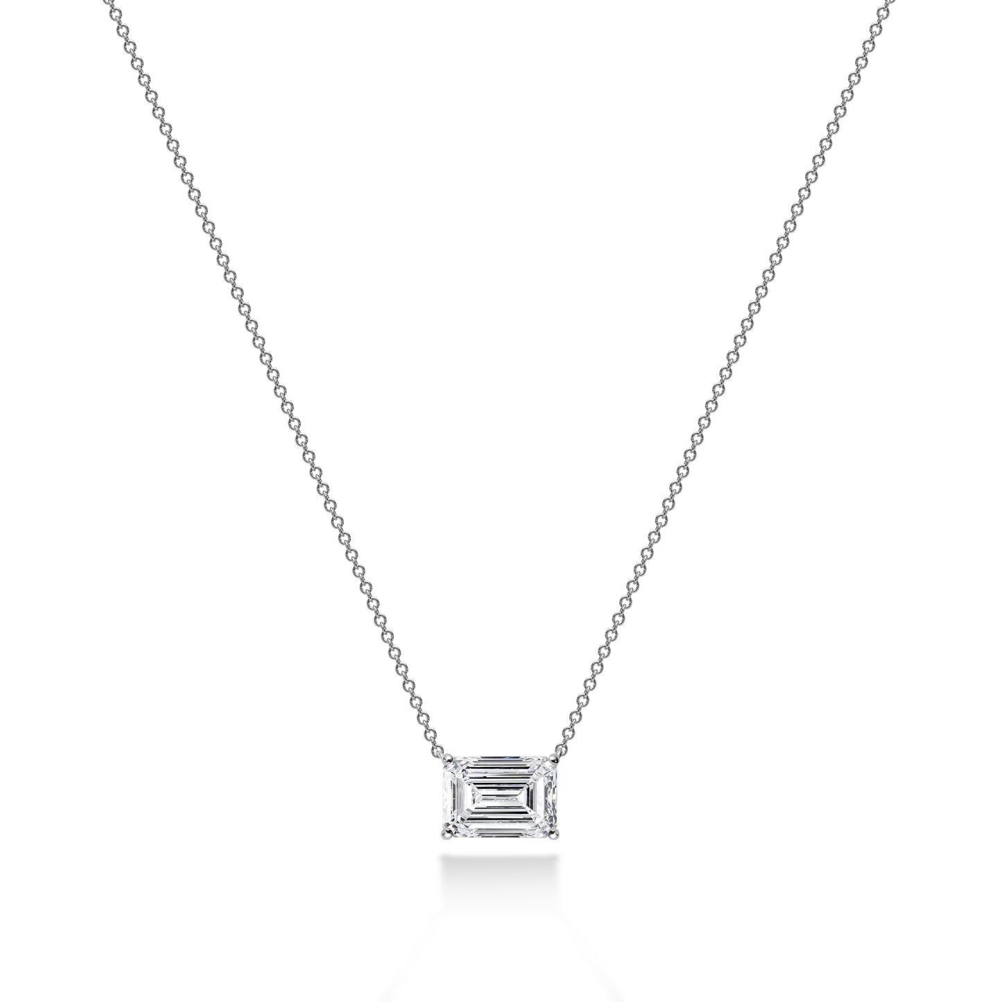 Emerald Diamond Solitaire Necklace
