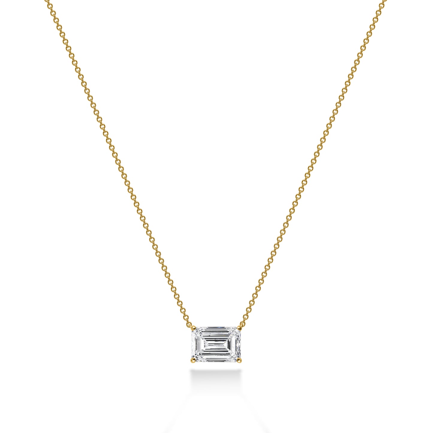 Emerald Diamond Solitaire Necklace