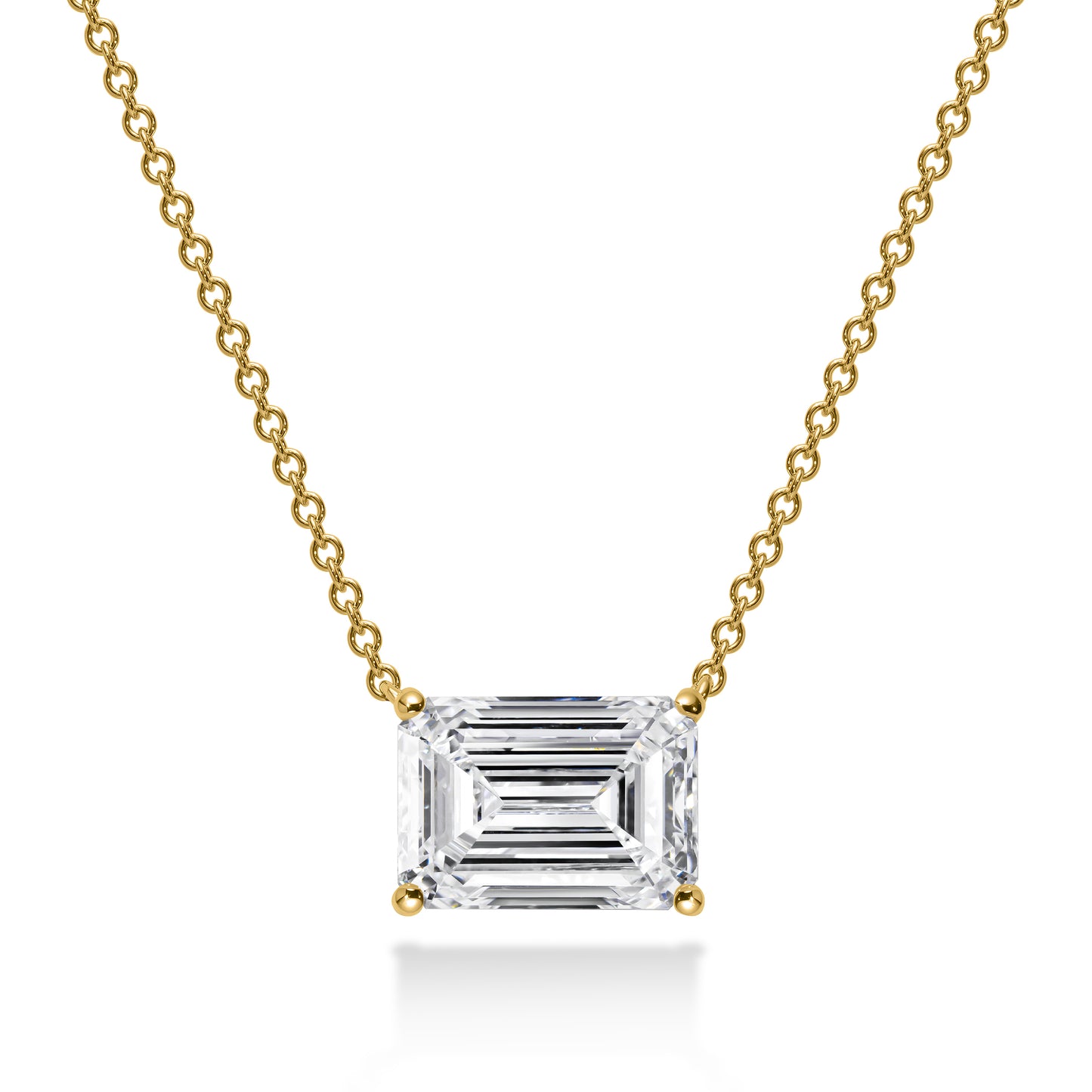 Emerald Diamond Solitaire Necklace