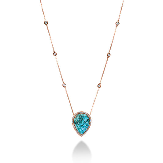 Turquoise Pear Halo Necklace