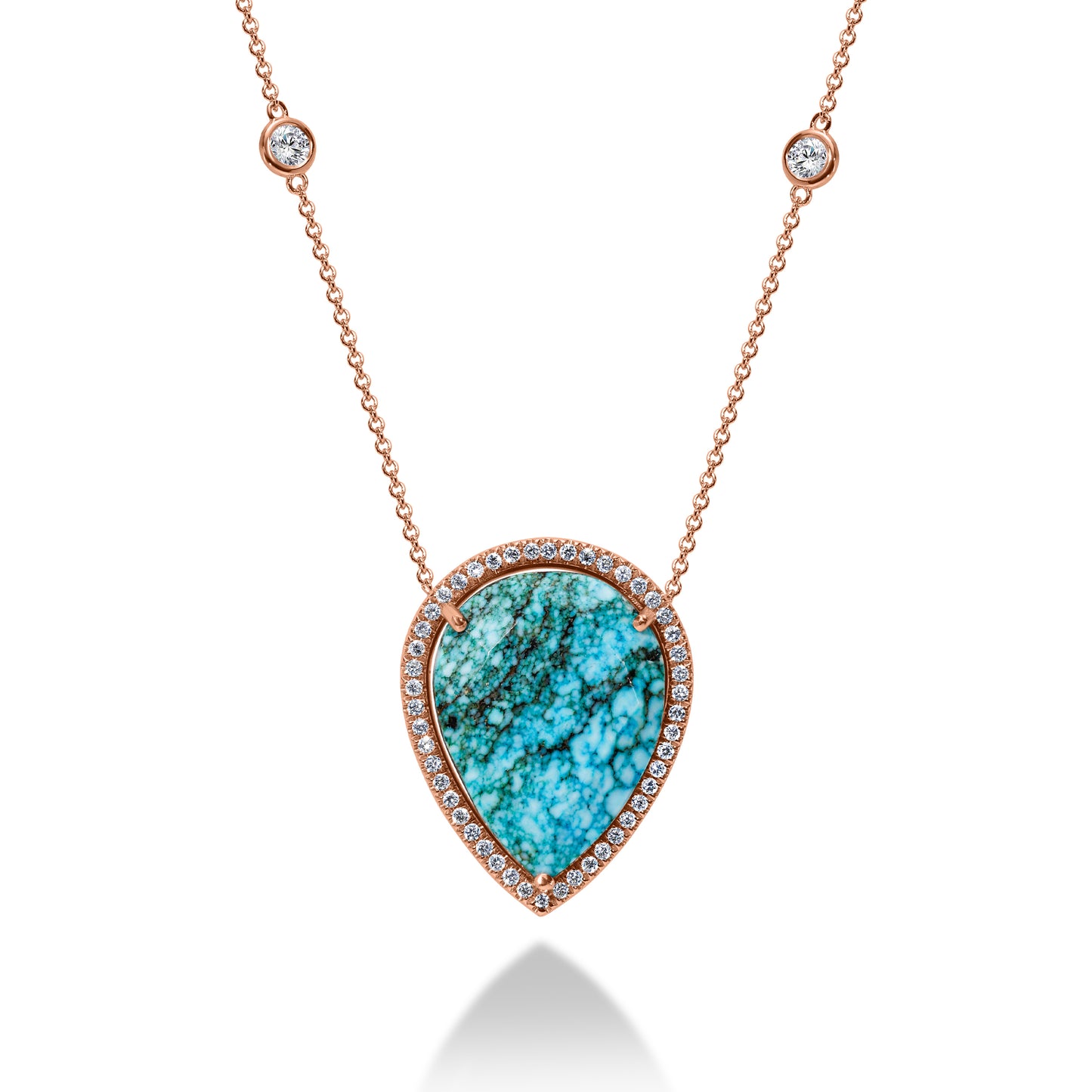 Turquoise Pear Halo Necklace