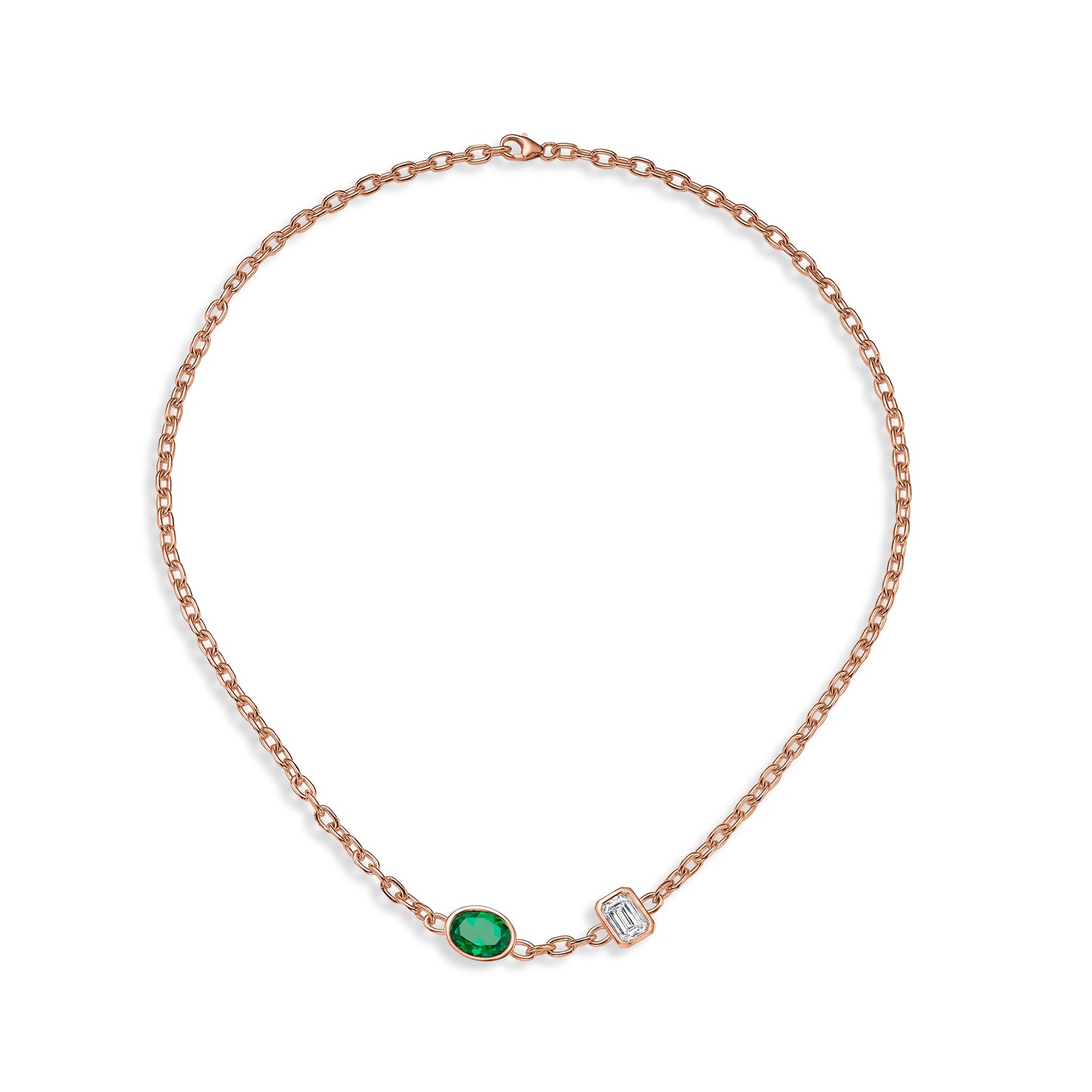 Gemstone Accent Link Necklace