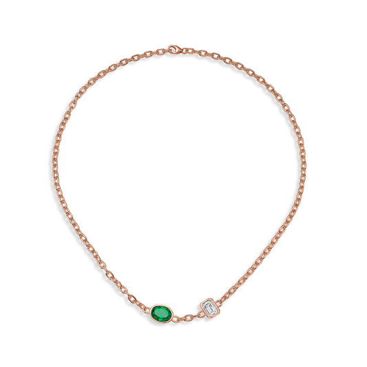 Gemstone Accent Link Necklace