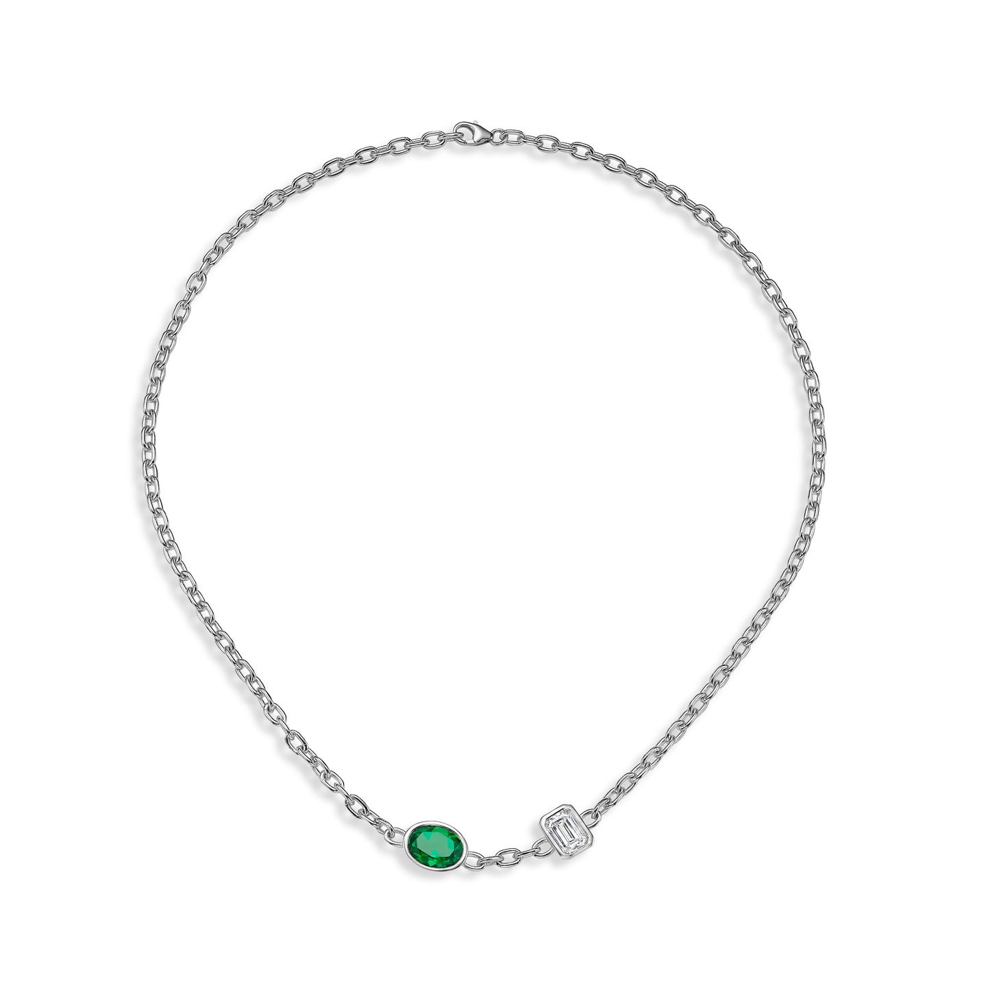 Gemstone Accent Link Necklace