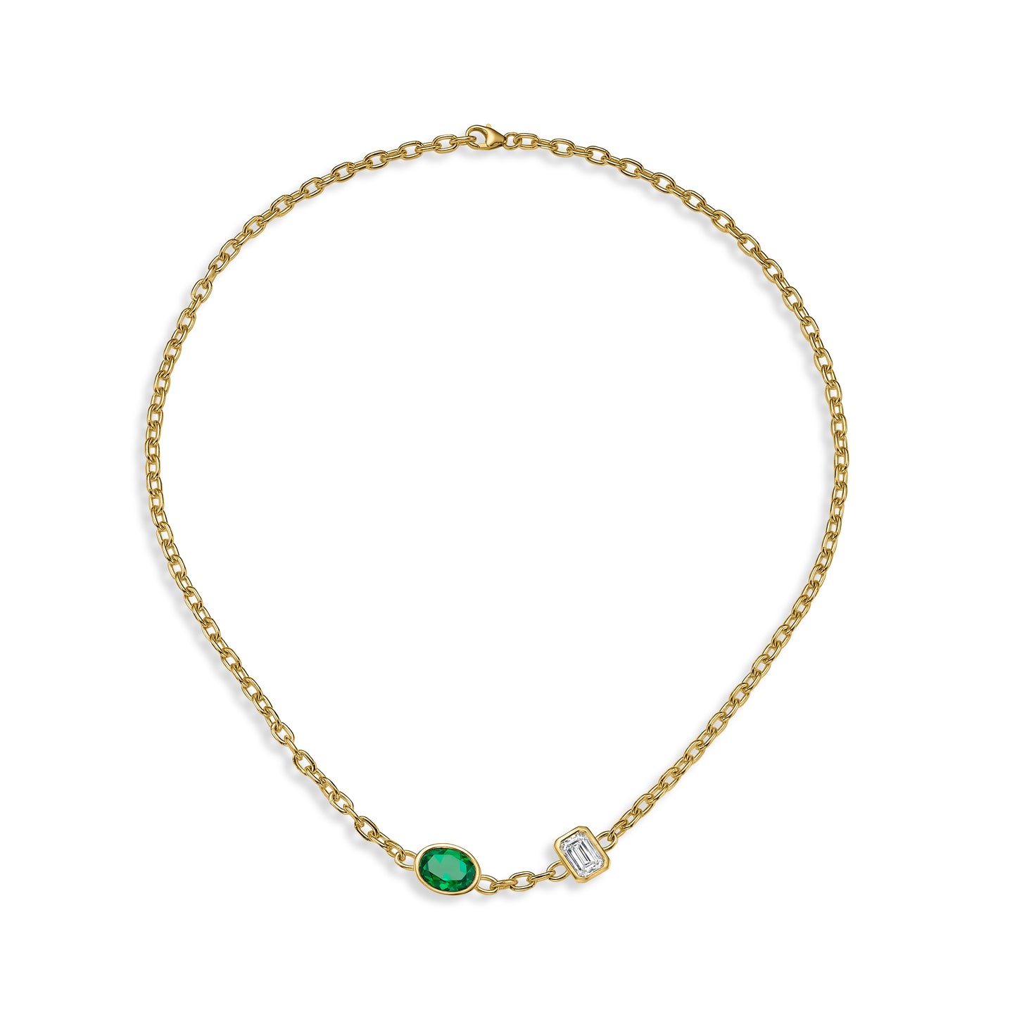 Gemstone Accent Link Necklace