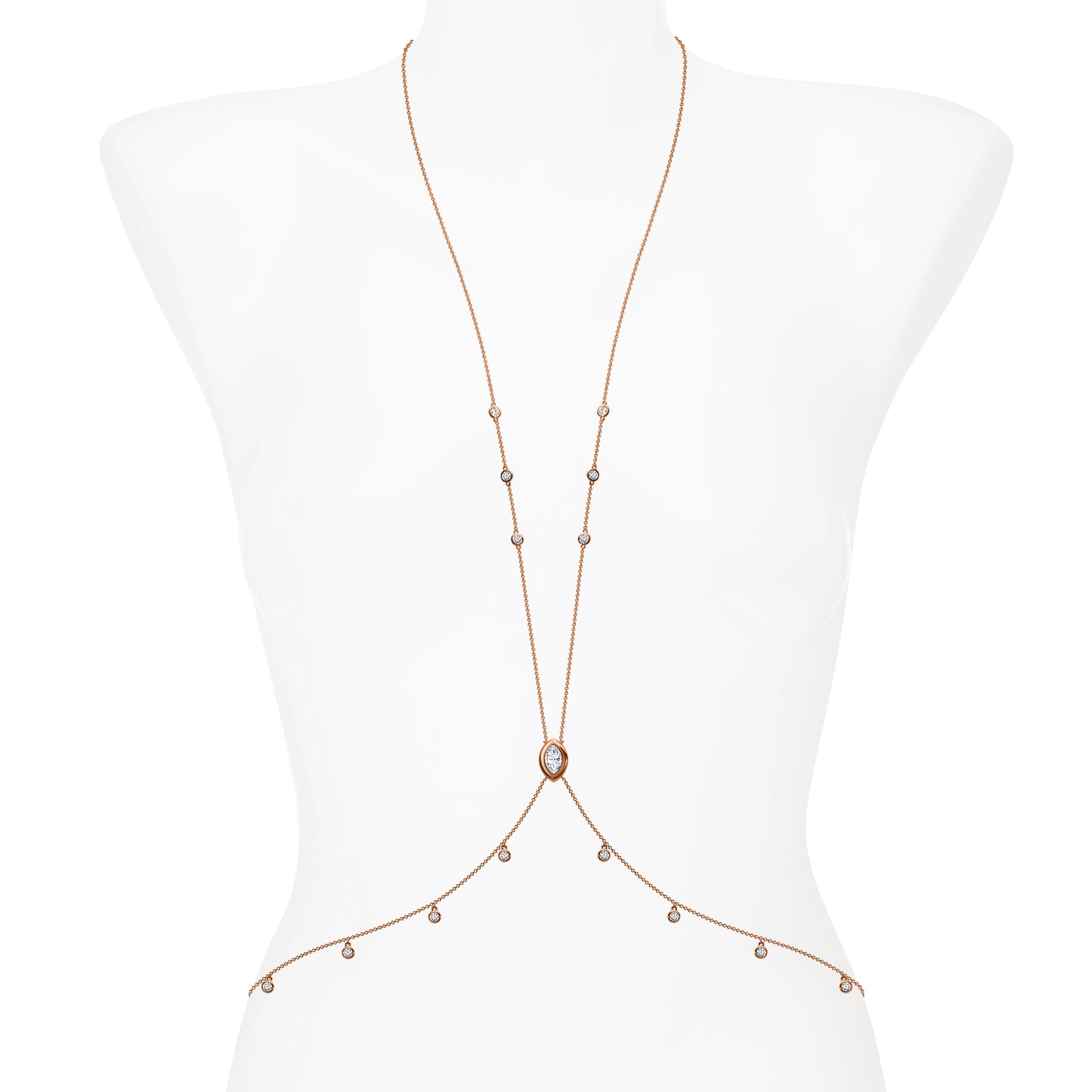 Diamond Station Body Chain with Marquise Centerpiece