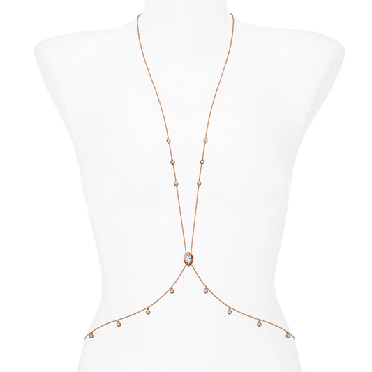 Diamond Station Body Chain with Marquise Centerpiece