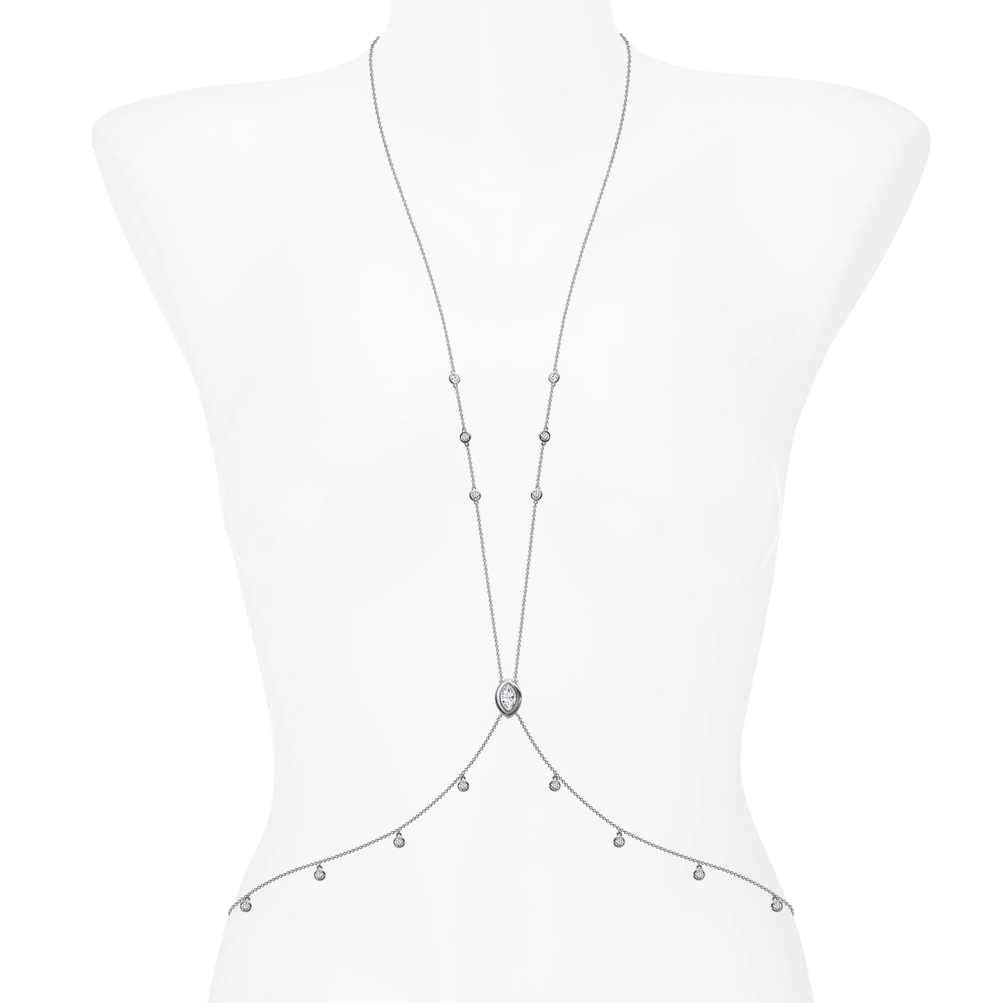 Diamond Station Body Chain with Marquise Centerpiece