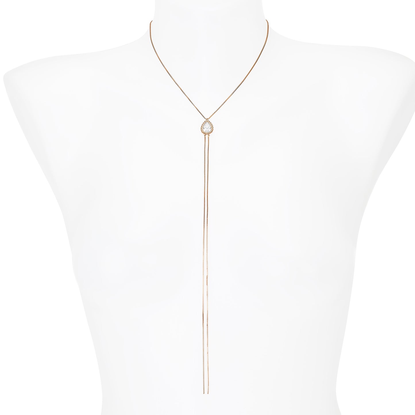 The Embrace Pear Diamond Lariat Necklace