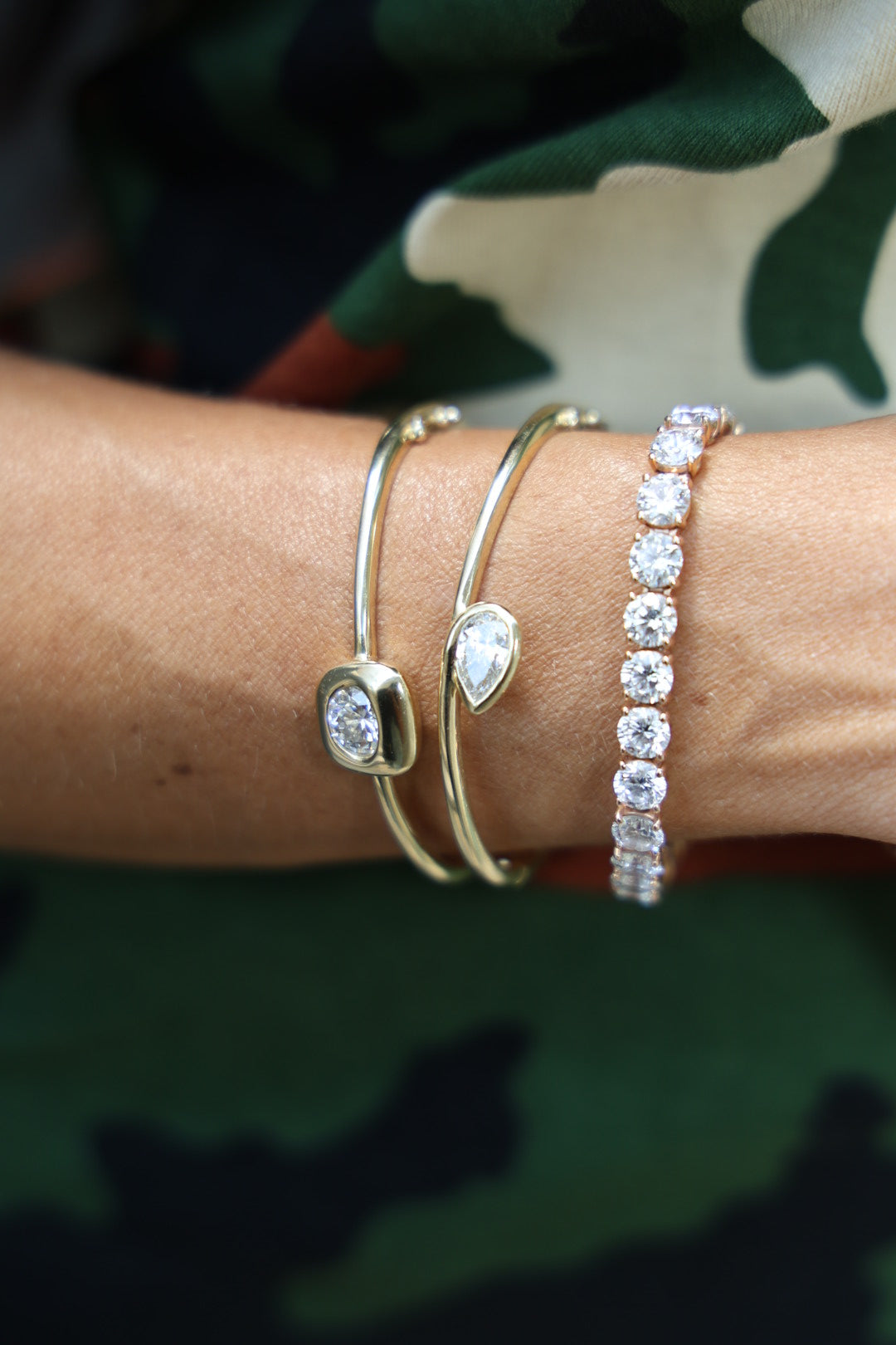 Pear Bezel Bangle