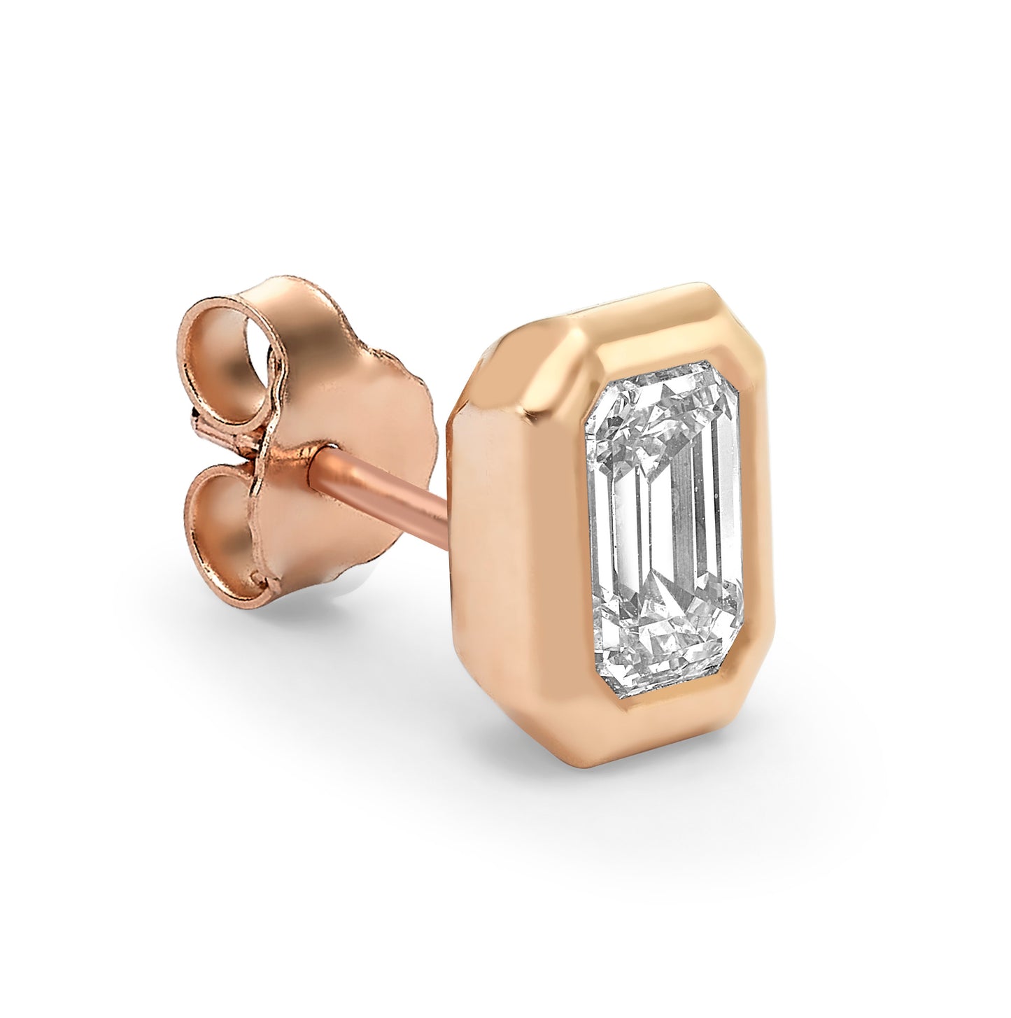 Emerald-Cut Diamond Single Stud