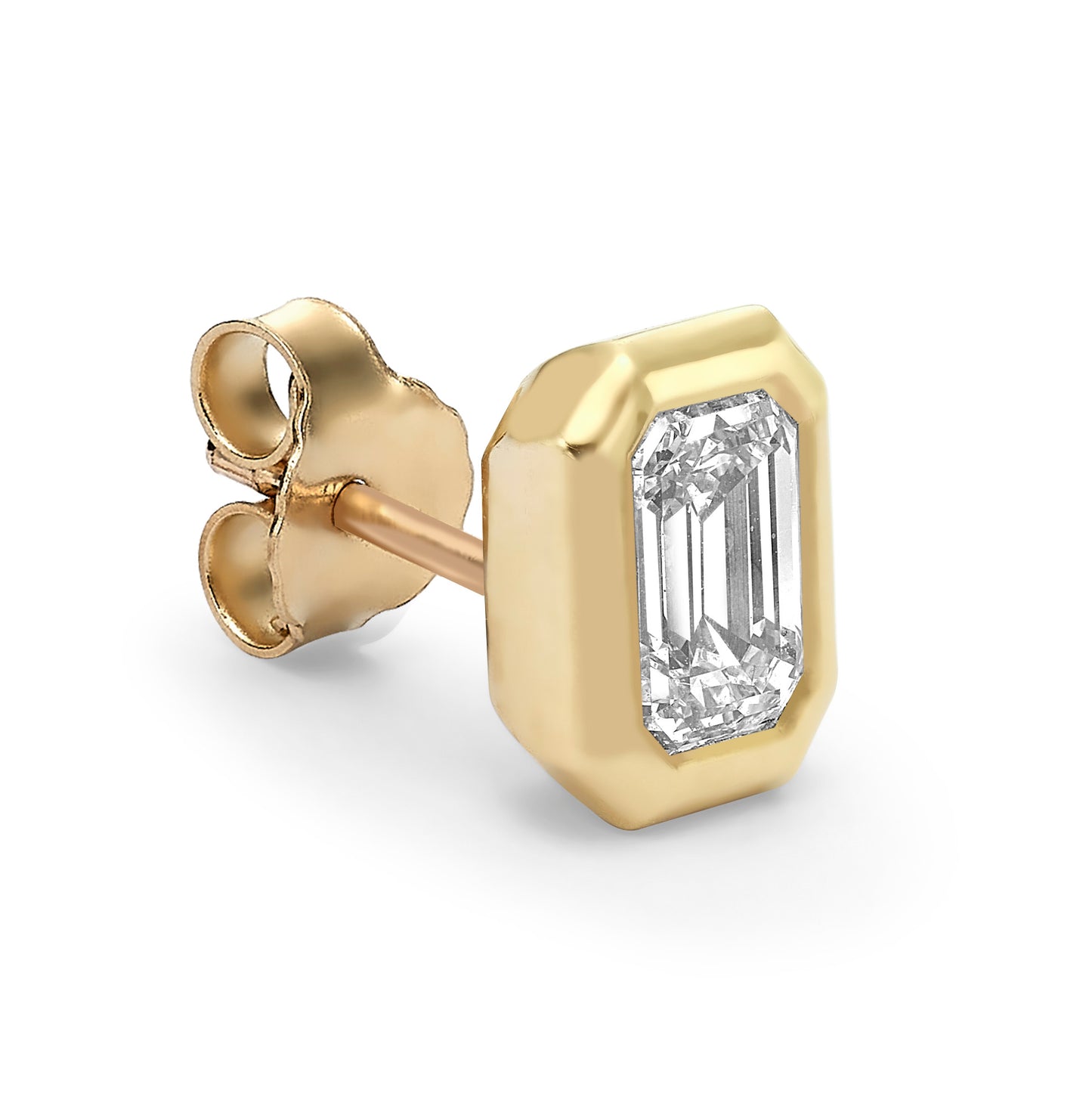Emerald-Cut Diamond Single Stud