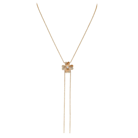 Golden Clover Lariat Necklace