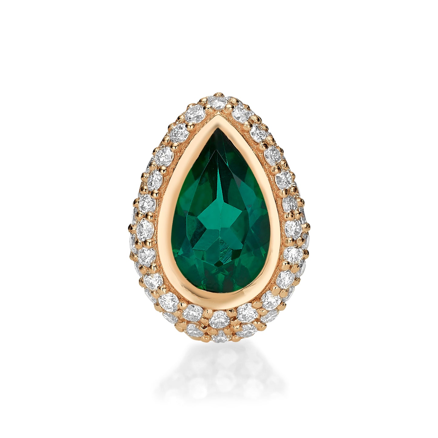 Pear Halo Emerald Stud