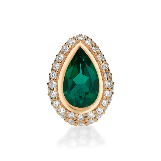 Pear Halo Emerald Stud
