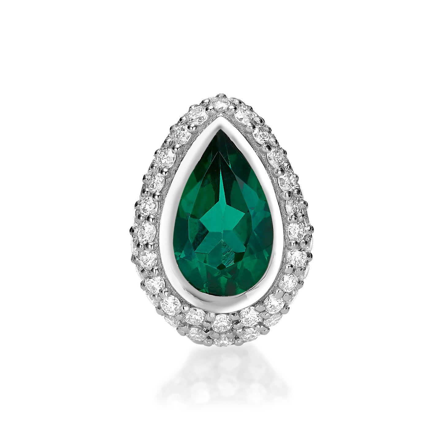 Pear Halo Emerald Stud