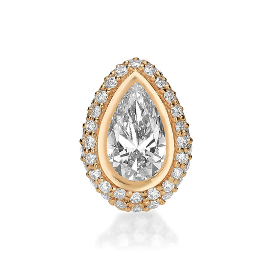 Pear Halo Diamond Stud