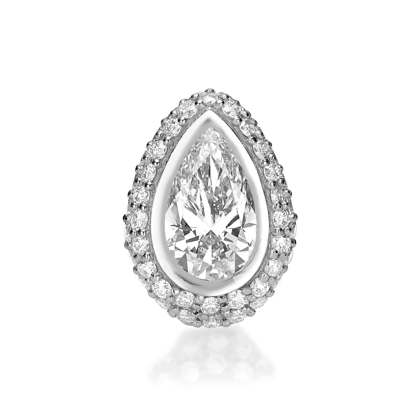 Pear Halo Diamond Stud