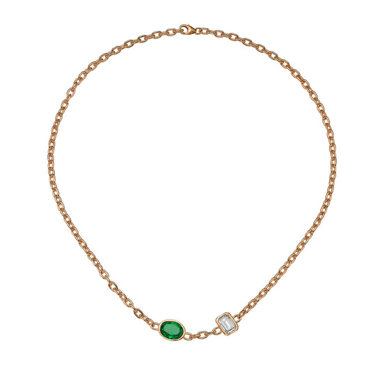 Gemstone Accent Link Necklace