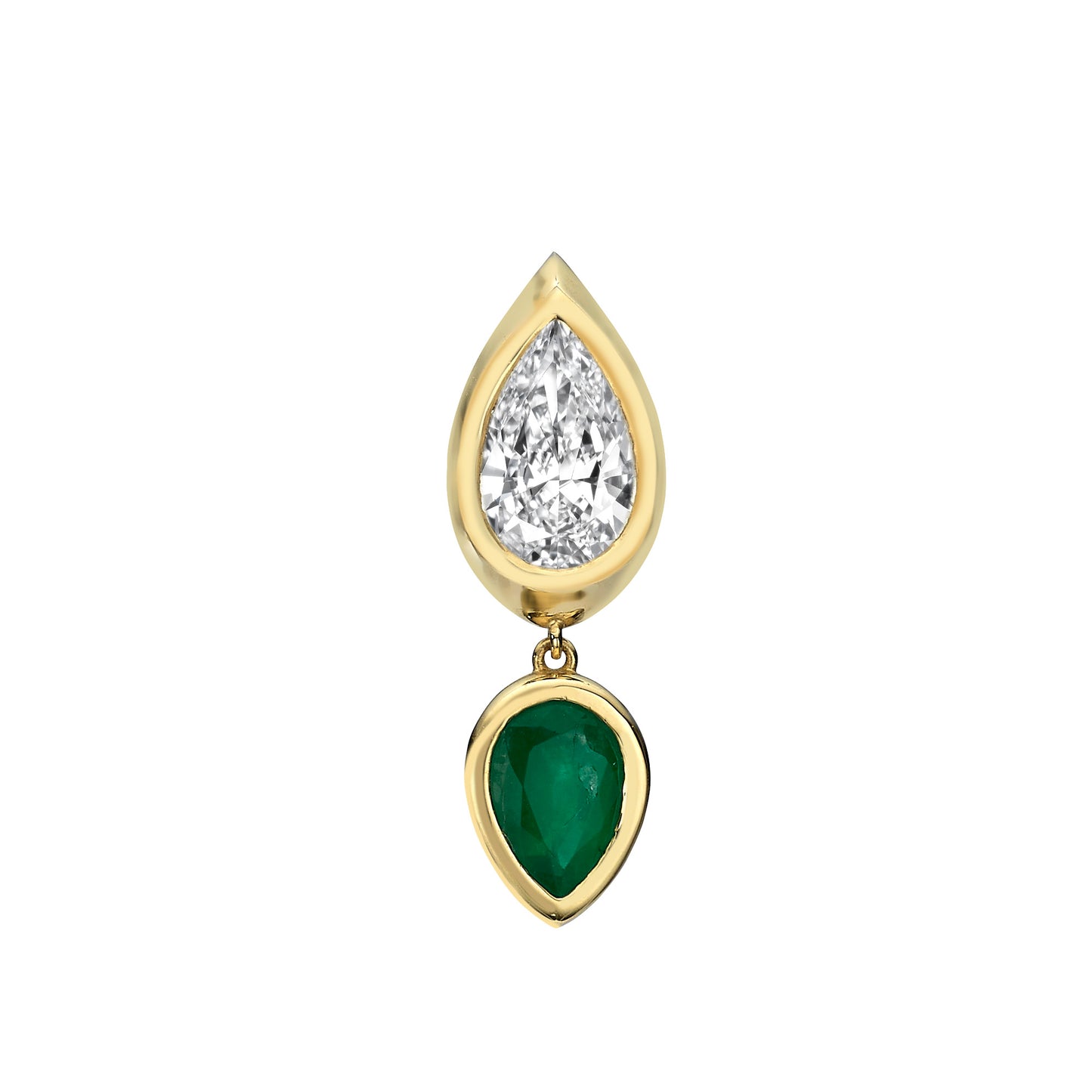 Pear Diamond & Emerald Drop Earring