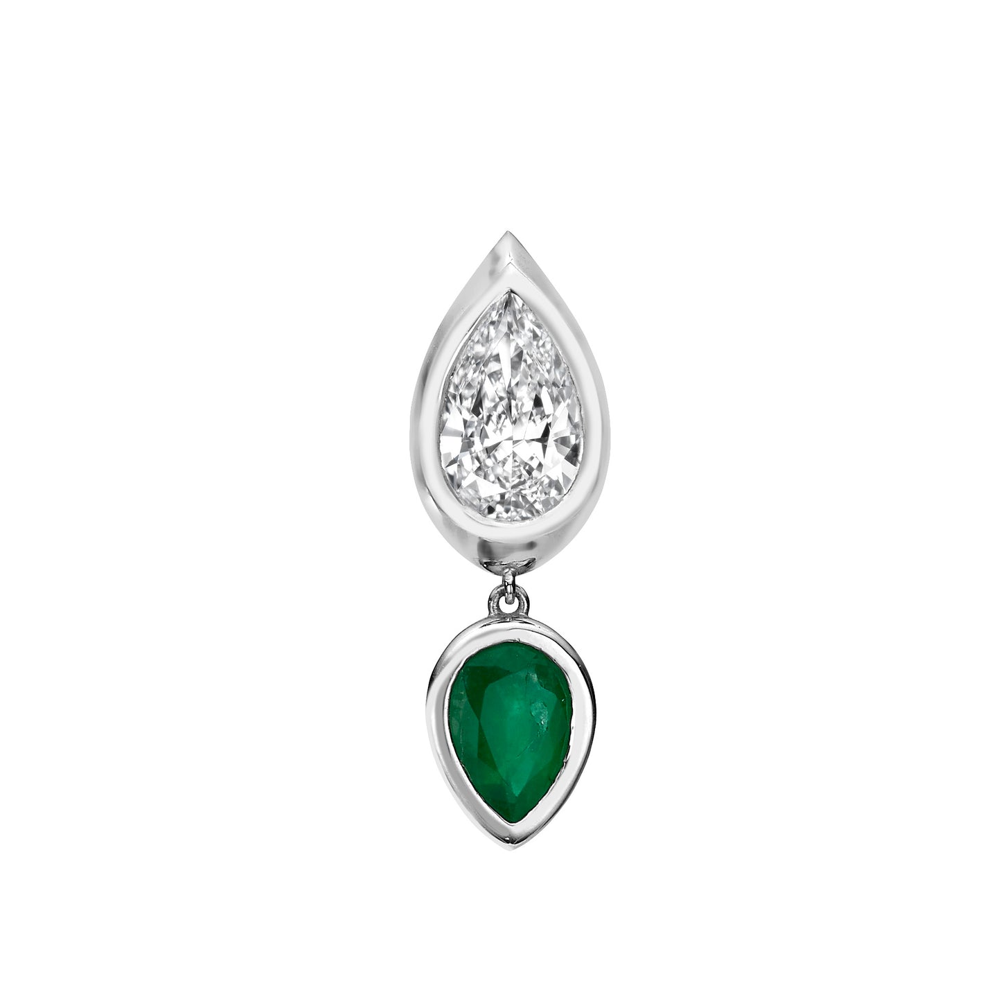 Pear Diamond & Emerald Drop Earring