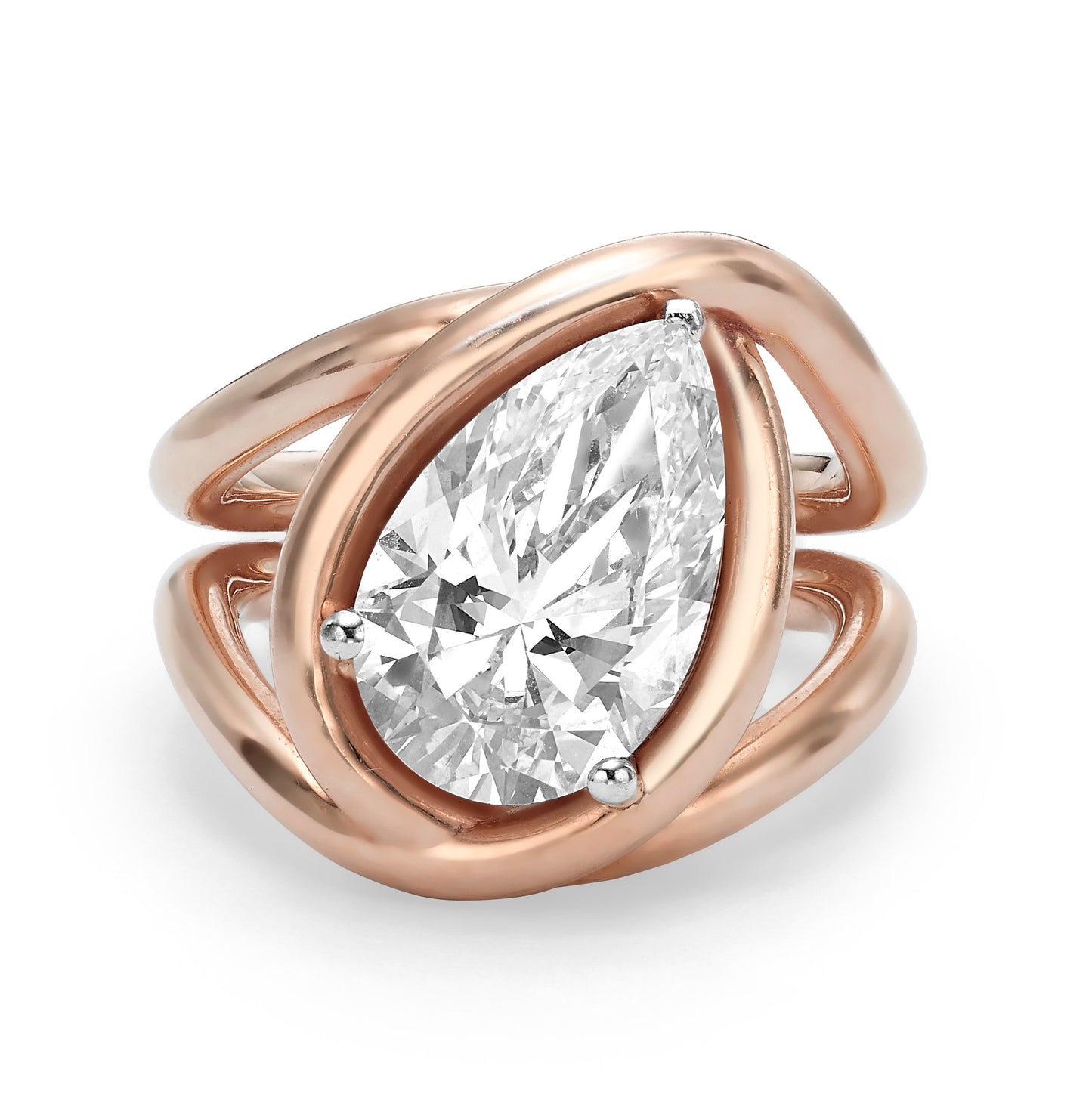 Sculptural Pear Diamond Statement Ring