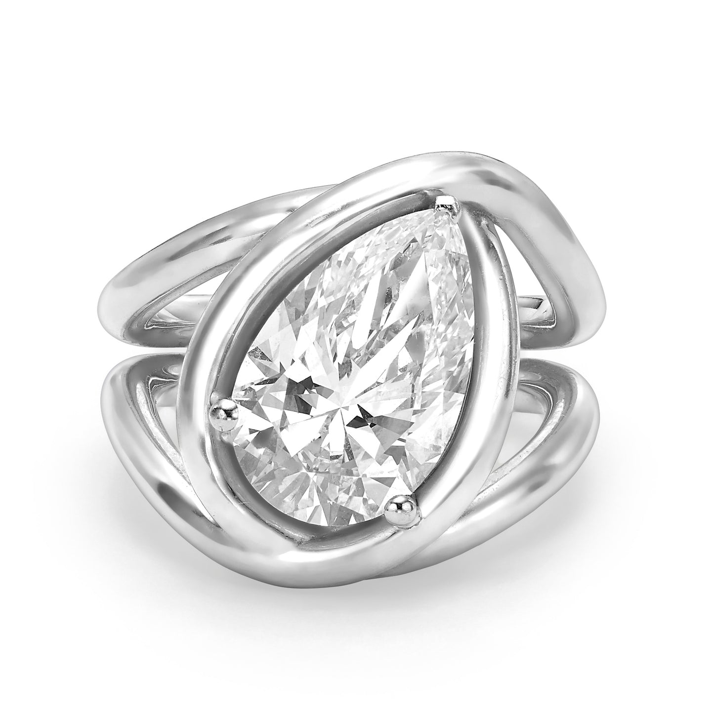 Sculptural Pear Diamond Statement Ring
