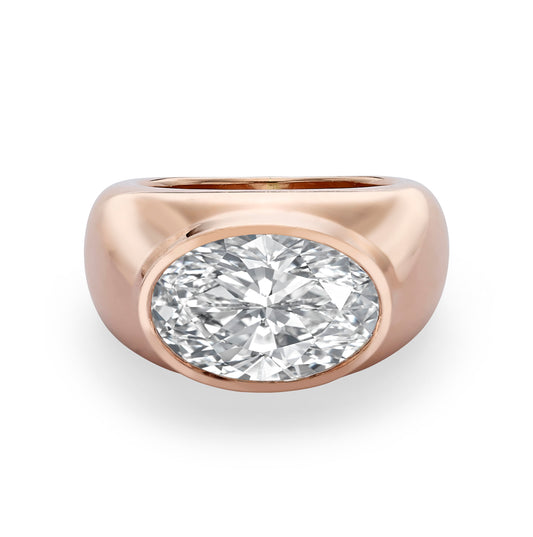Oval Diamond Dome Ring