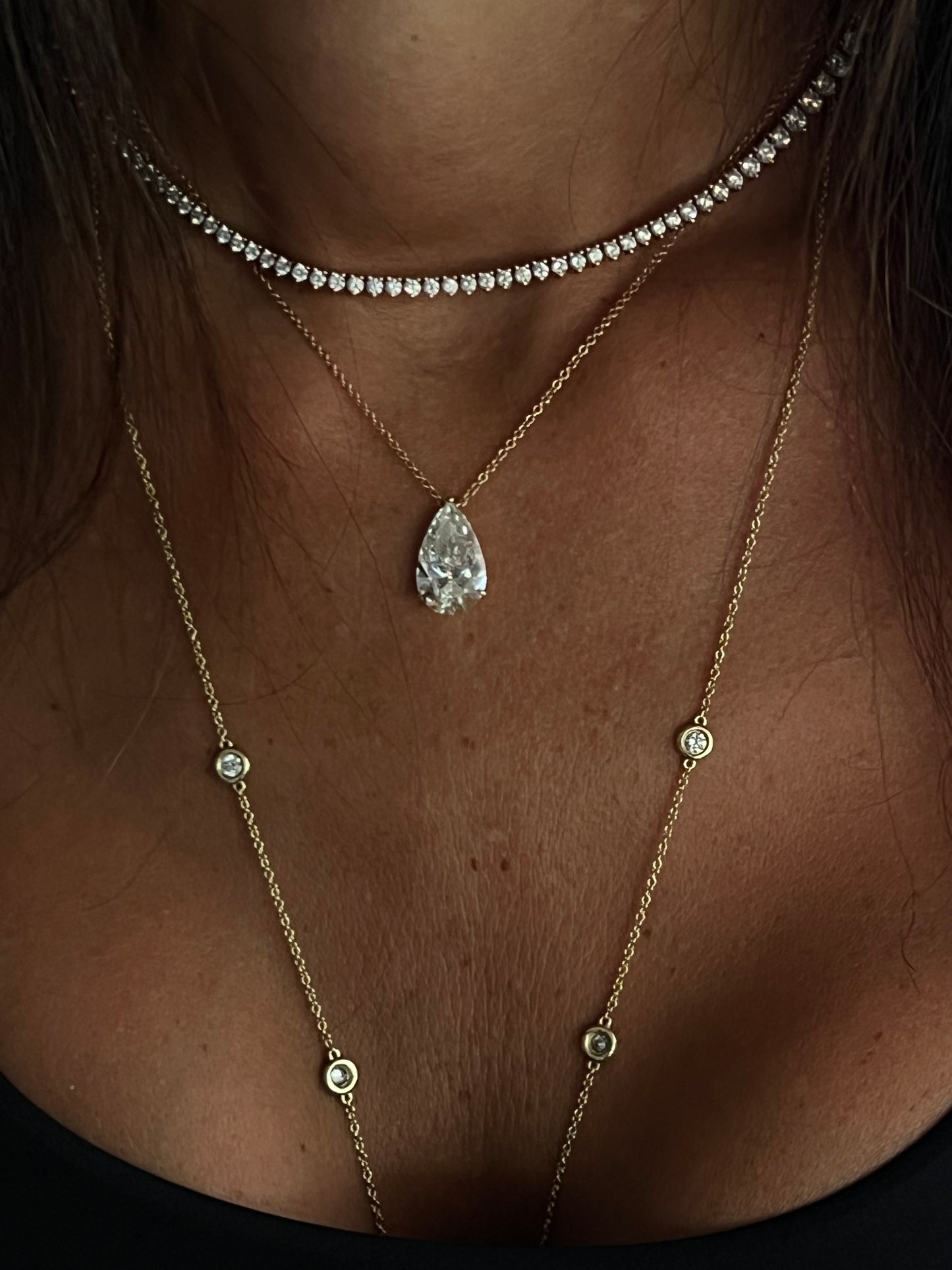 Pear Diamond Solitaire Necklace