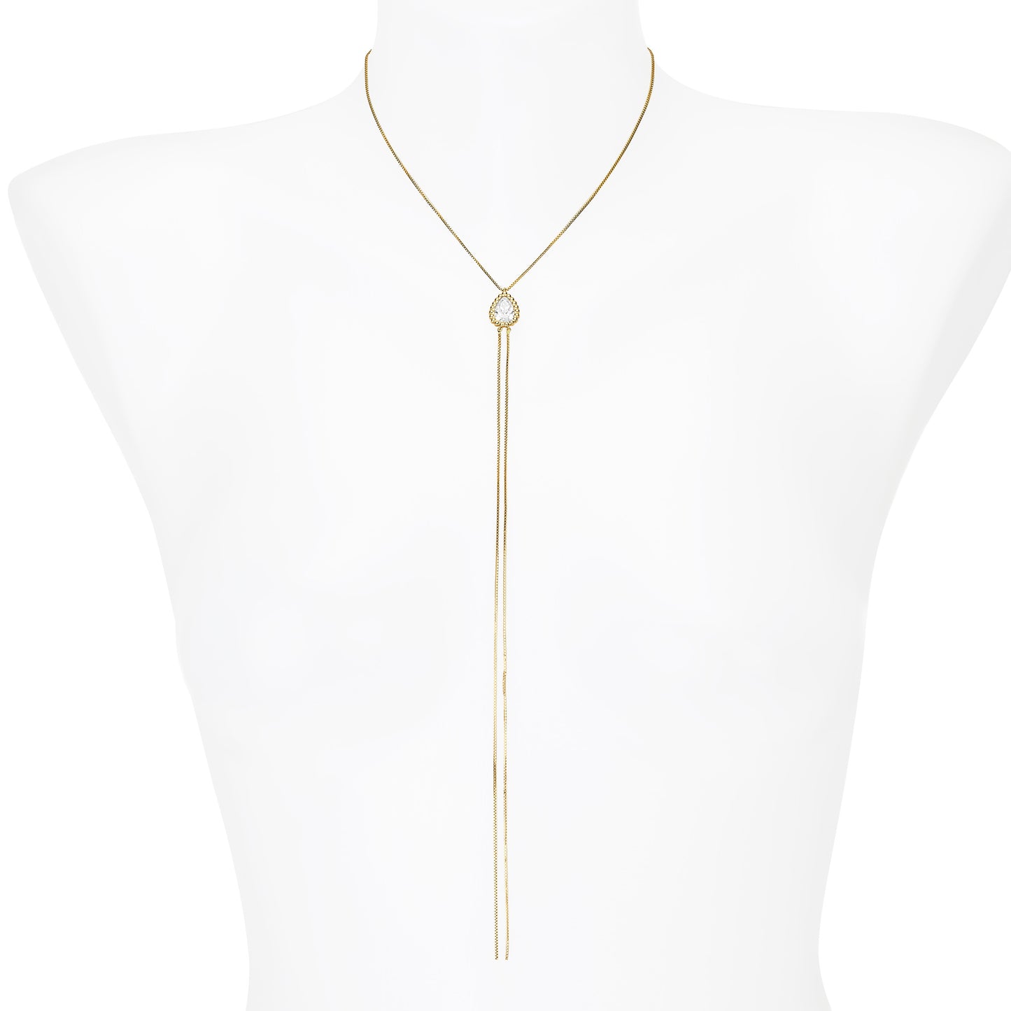 The Embrace Pear Diamond Lariat Necklace